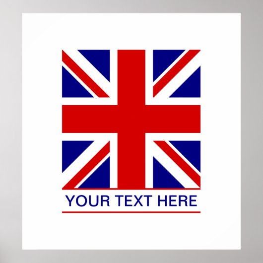 Union Jack Flag Plus Jouw tekst Poster (Voorkant)