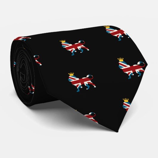 Union Jack Flag Royal Lion en Crown Stropdas (Opgerold)