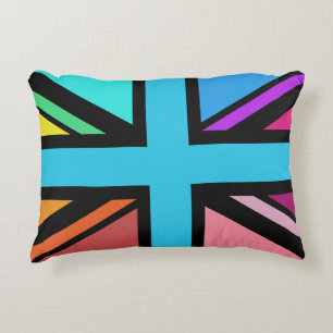 Union Jack/Flag veelkleurig + zwart ontwerp Accent Kussen
