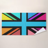 Union Jack/Flag veelkleurig + zwart ontwerp Badhanddoek (Badhanddoek)