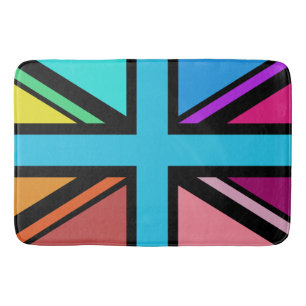 Union Jack/Flag veelkleurig + zwart ontwerp Badmat