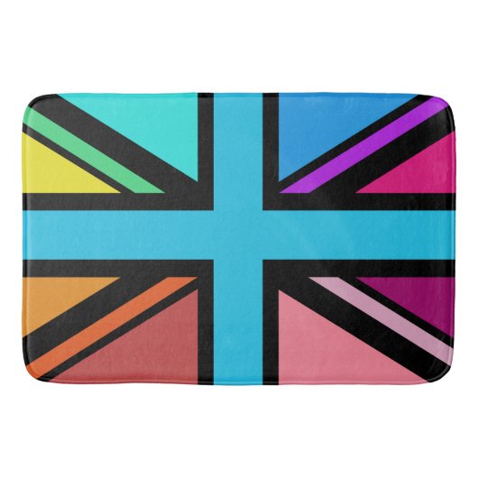Union Jack/Flag veelkleurig + zwart ontwerp Badmat (Voorkant)