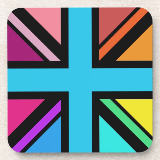 Union Jack/Flag veelkleurig + zwart ontwerp Bier Onderzetter (Voorkant)