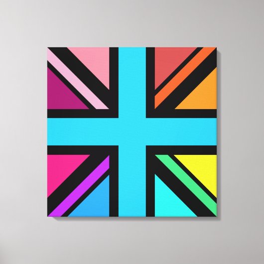 Union Jack/Flag veelkleurig + zwart ontwerp Canvas Afdruk (Voorkant)