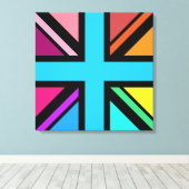 Union Jack/Flag veelkleurig + zwart ontwerp Canvas Afdruk (Insitu (Houten vloer))