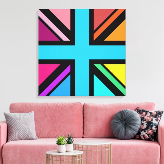 Union Jack/Flag veelkleurig + zwart ontwerp Canvas Afdruk (Insitu (Woonkamer))