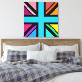 Union Jack/Flag veelkleurig + zwart ontwerp Canvas Afdruk (Insitu (Slaapkamer))