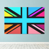 Union Jack/Flag veelkleurig + zwart ontwerp Canvas Afdruk (Insitu (Houten vloer))