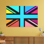 Union Jack/Flag veelkleurig + zwart ontwerp Canvas Afdruk (Insitu (Woonkamer))