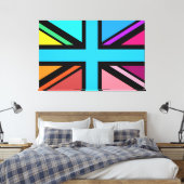 Union Jack/Flag veelkleurig + zwart ontwerp Canvas Afdruk (Insitu (Slaapkamer))