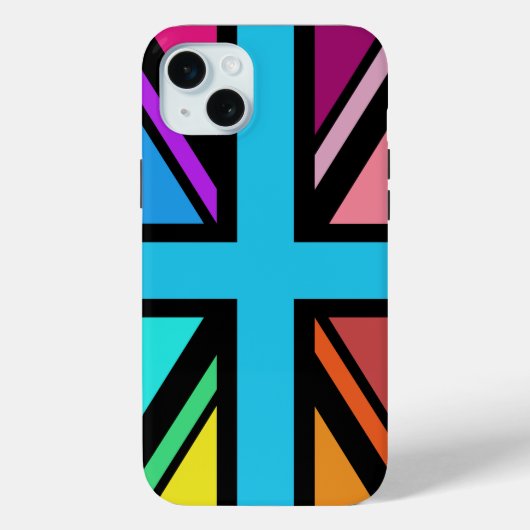 Union Jack/Flag veelkleurig + zwart ontwerp Case-Mate iPhone Case (Achterkant)