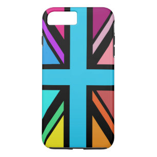 Union Jack/Flag veelkleurig + zwart ontwerp iPhone 8/7 Plus Hoesje