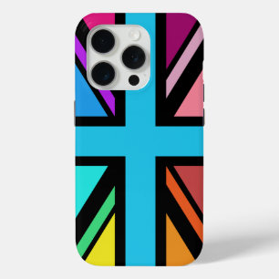 Union Jack/Flag veelkleurig + zwart ontwerp iPhone 15 Pro Case
