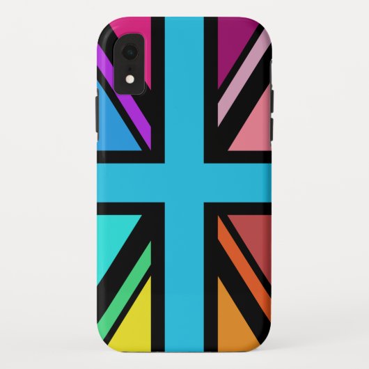 Union Jack/Flag veelkleurig + zwart ontwerp Case-Mate iPhone Case (Achterkant)
