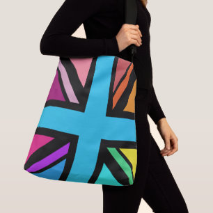 Union Jack/Flag veelkleurig + zwart ontwerp Crossbody Tas