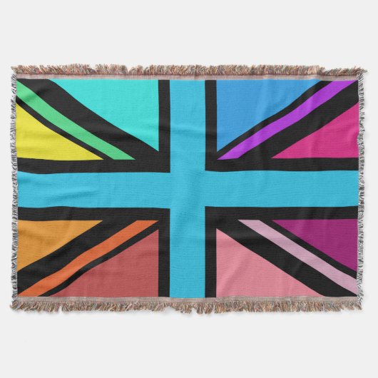 Union Jack/Flag veelkleurig + zwart ontwerp Deken (Voorkant)