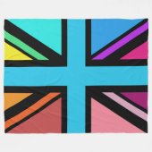 Union Jack/Flag veelkleurig + zwart ontwerp Fleece Deken (Voorkant (Horizontaal))