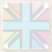 Union Jack/Flag veelkleurig + zwart ontwerp Glazen Onderzetter (Achterkant)