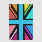 Union Jack/Flag veelkleurig + zwart ontwerp Golfhanddoek (Voorkant)