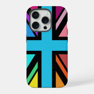 Union Jack/Flag veelkleurig + zwart ontwerp iPhone 15 Pro Case