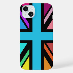 Union Jack/Flag veelkleurig + zwart ontwerp iPhone 15 Plus Case