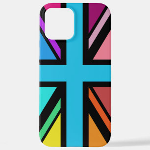 Union Jack/Flag veelkleurig + zwart ontwerp iPhone 12 Pro Max Hoesje