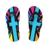 Union Jack/Flag veelkleurig + zwart ontwerp Kinder Teenslippers (Voetbed)