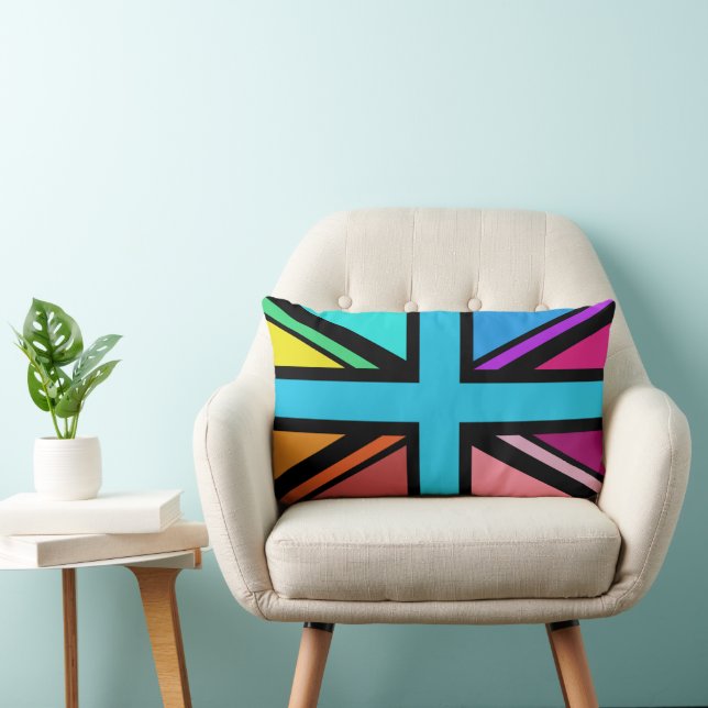 Union Jack/Flag veelkleurig + zwart ontwerp Kussen (Stoel)