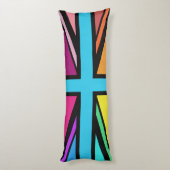Union Jack/Flag veelkleurig + zwart ontwerp Lichaamskussen (Achterkant (Verticaal))