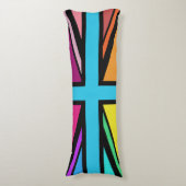 Union Jack/Flag veelkleurig + zwart ontwerp Lichaamskussen (Voorkant Verticaal)