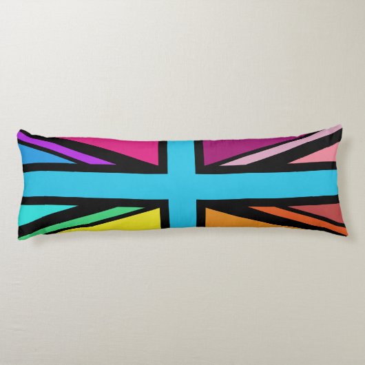 Union Jack/Flag veelkleurig + zwart ontwerp Lichaamskussen (Achterkant)