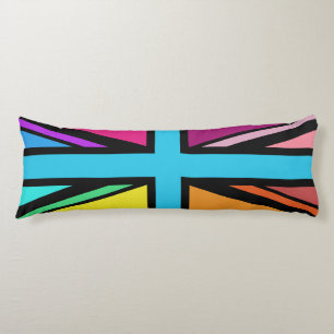 Union Jack/Flag veelkleurig + zwart ontwerp Lichaamskussen