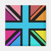 Union Jack/Flag veelkleurig + zwart ontwerp Magneet (Voorkant)