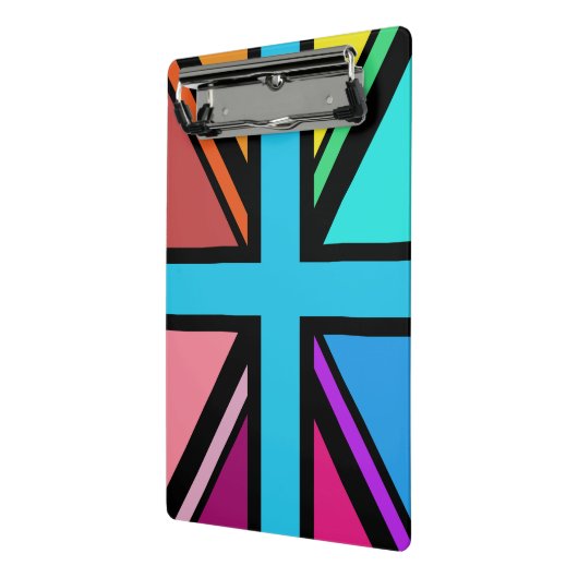 Union Jack/Flag veelkleurig + zwart ontwerp Mini Klembord (Angled2)