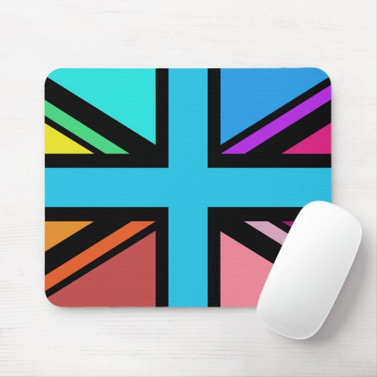 Union Jack/Flag veelkleurig + zwart ontwerp Muismat (Met muis)