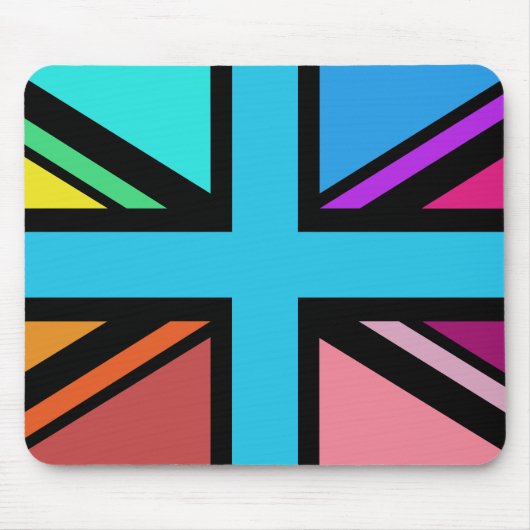 Union Jack/Flag veelkleurig + zwart ontwerp Muismat (Voorkant)