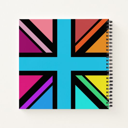 Union Jack/Flag veelkleurig + zwart ontwerp Notitieboek (Achterkant)