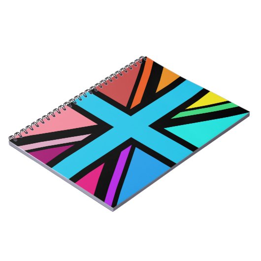 Union Jack/Flag veelkleurig + zwart ontwerp Notitieboek (Linkerzijde)