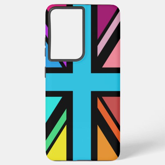 Union Jack/Flag veelkleurig + zwart ontwerp Samsung Galaxy Hoesje (Achterkant)