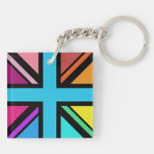 Union Jack/Flag veelkleurig + zwart ontwerp Sleutelhanger (Achterkant)