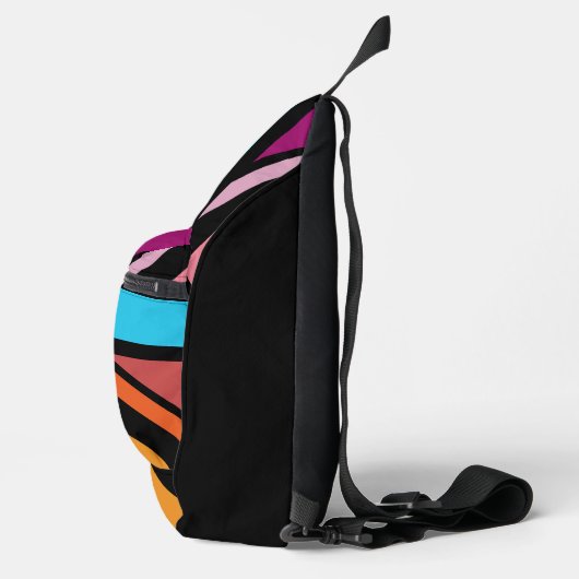 Union Jack/Flag veelkleurig + zwart ontwerp Sling Bag (Rechts)