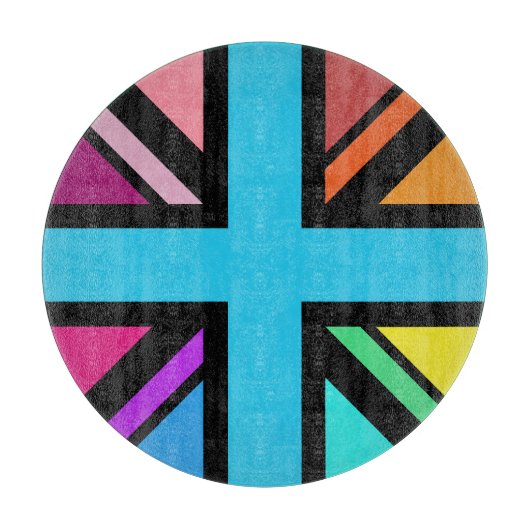 Union Jack/Flag veelkleurig + zwart ontwerp Snijplank (Voorkant)