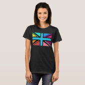Union Jack/Flag veelkleurig + zwart ontwerp T-shirt (Voorkant volledig)