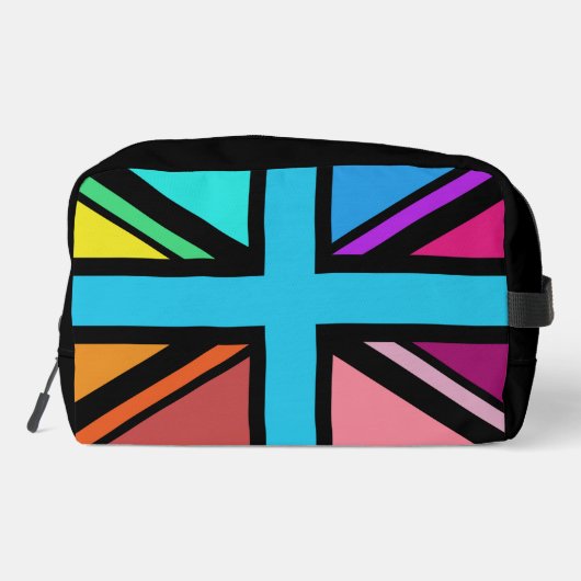 Union Jack/Flag veelkleurig + zwart ontwerp Toilettasje (Achterkant)