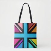 Union Jack/Flag veelkleurig + zwart ontwerp Tote Bag (Voorkant)