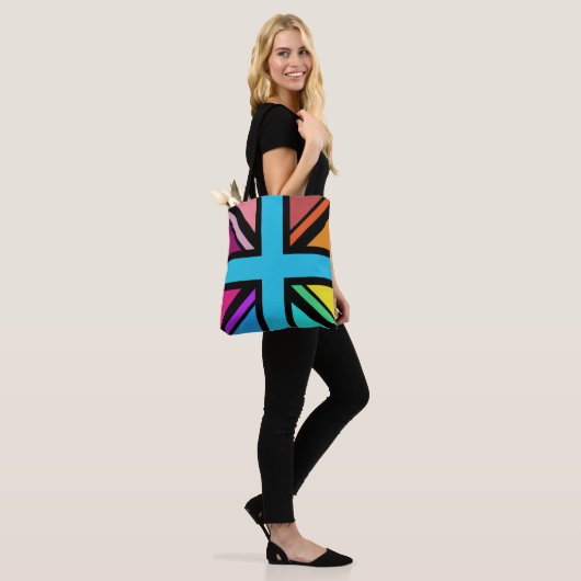 Union Jack/Flag veelkleurig + zwart ontwerp Tote Bag (Op model)