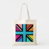 Union Jack/Flag veelkleurig + zwart ontwerp Tote Bag (Achterkant)