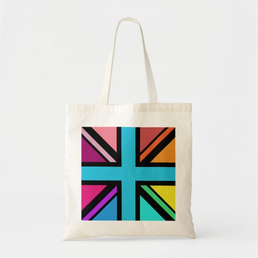 Union Jack/Flag veelkleurig + zwart ontwerp Tote Bag (Voorkant)