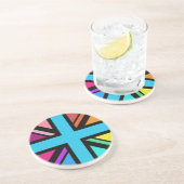 Union Jack/Flag veelkleurig + zwart ontwerp Zandsteen Onderzetter (Zijkant)