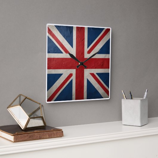 Union Jack flag Vierkante Klok (Kantoor)